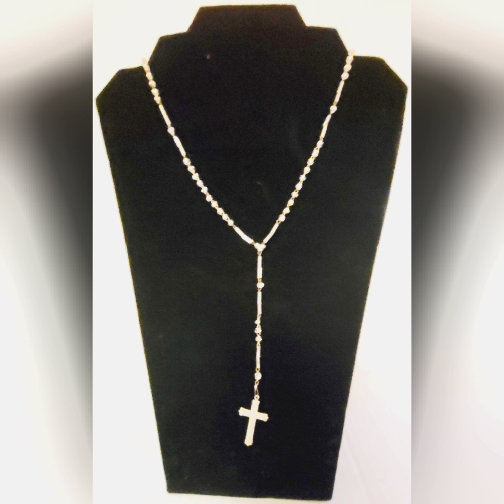 Silver beaded Rosary